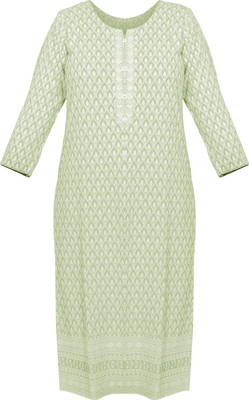 Clothify Women Chikan Embroidery Straight Kurta(Green)