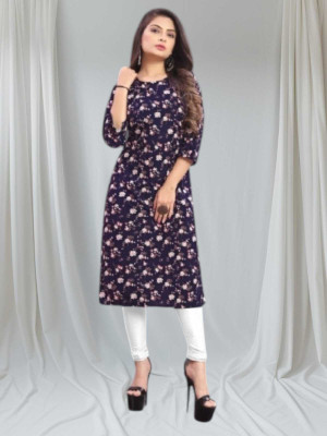 SUMITA SAREE Women Printed Straight Kurta(Purple)