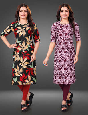 MOBHISA Women Printed Straight Kurta(Multicolor)