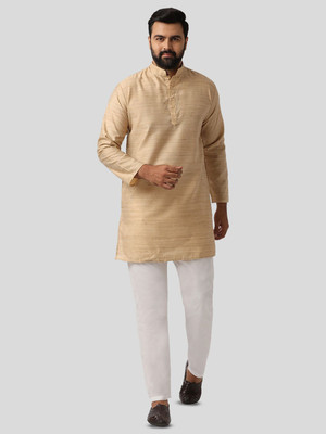 Uathayam Men Solid Straight Kurta(Beige)
