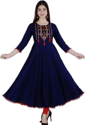 ZED FASHION Women Solid Anarkali Kurta(Blue)