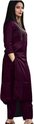 SHASHWAT Women Solid A-line Kurta(Maroon)
