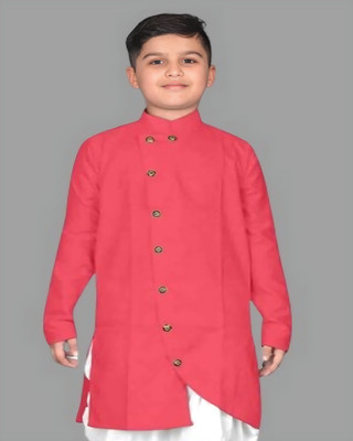OMKAR EN TRENDS Boys Printed Straight Kurta(Pink)
