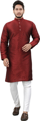 Z zedup Men Solid Straight Kurta(Maroon)