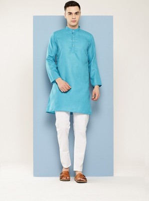 Sangria Men Solid Straight Kurta(Light Blue)