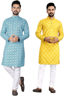 DHASU TRENDZ Men Printed Straight Kurta(Multicolor)