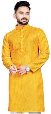OCMOH Men Solid Straight Kurta(Green)