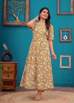 VF Rajasthan Flared/A-line Gown(Brown)