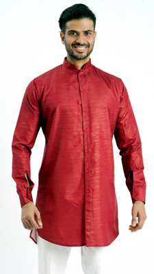 Desivibes Men Solid Straight Kurta(Red)