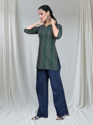 Texpaz Women Solid Anarkali Kurta(Green)