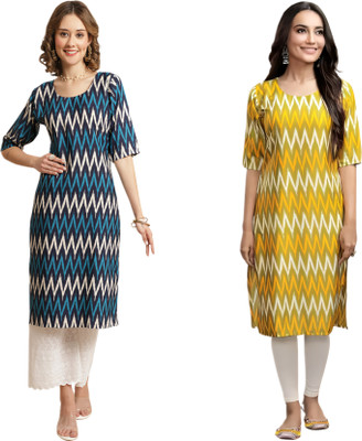 HouseOfCommon Women Printed Straight Kurta(Multicolor)