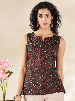 ANOUK Women Printed Straight Kurta(Black)