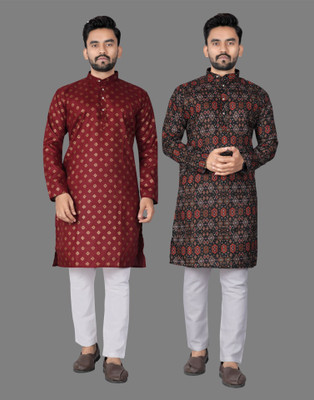 DHASU TRENDZ Men Printed Straight Kurta(Multicolor)