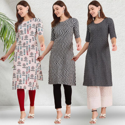 1 Stop Fashion Women Printed Straight Kurta(Multicolor)