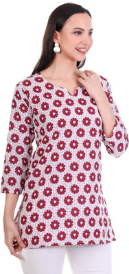 Erosion Women Printed Straight Kurta(Red)