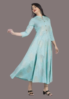 RACHNA FASHION Women Printed Anarkali Kurta(Blue)