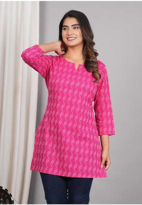 Sidra Fashion Bloom Women Printed Straight Kurta(Pink)