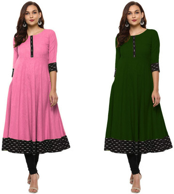 VISVA DESIGNER Women Solid Anarkali Kurta(Multicolor)