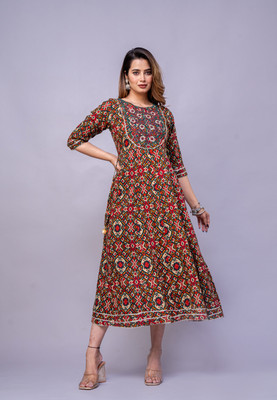 RR CREATION Women Printed, Embroidered Anarkali Kurta(Multicolor)