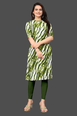 Tashvi Creation Women Printed Straight Kurta(Green)
