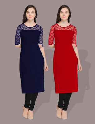 Dream Beauty Fashion Women Embellished Straight Kurta(Multicolor)