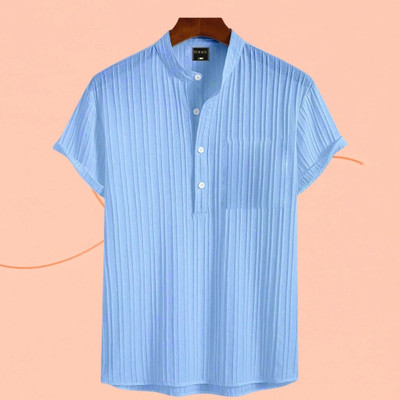 Look Trendy Men Self Design Straight Kurta(Light Blue)