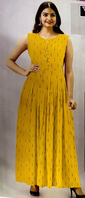 MOHINI CREATION Women Printed Anarkali Kurta(Yellow)
