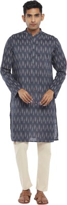 Indus Route by Pantaloons Men Printed Straight Kurta(Black)