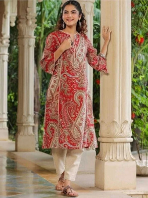 AKSHA CREATION Women Floral Print A-line Kurta(Red)