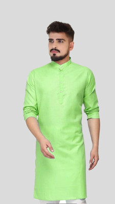 The Fashion Outlets Men Solid A-line Kurta(Green)