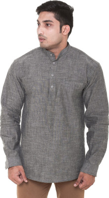 Twist99 Men Solid Straight Kurta(Grey)