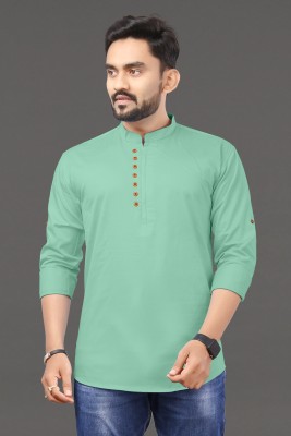 RAHUL LOOK Men Solid Straight Kurta(Green)