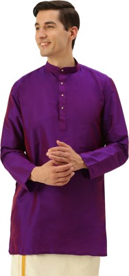 THANGAMAGAN Men Solid A-line Kurta(Purple)