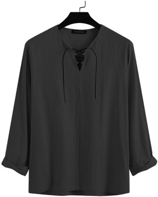 Super Westan Men Solid Straight Kurta(Black)