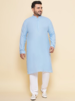 JOHN PRIDE Men Solid Straight Kurta(Light Blue)