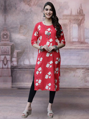 Moda Rapido Women Printed Straight Kurta(Multicolor)