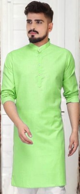 Anuj Fashion Men Solid Straight Kurta(Light Green)