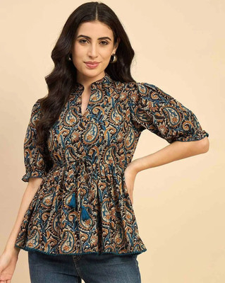 ABROR Women Printed Flared Kurta(Multicolor)