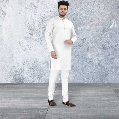 EIRLYS EMPIRE Men Solid Straight Kurta(White)