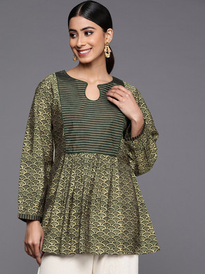 LIBAS Women Printed A-line Kurta(Green)