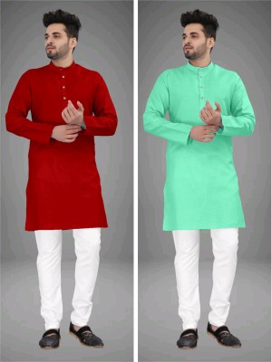 click n buy Men Solid Straight Kurta(Multicolor)