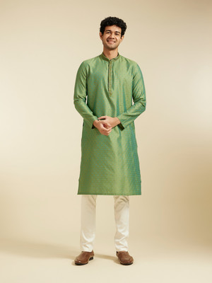 DIWAS by Manyavar Men Self Design Straight Kurta(Light Green)