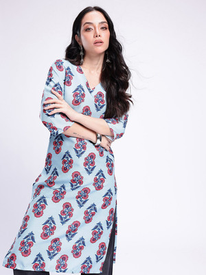 Anouk Rustic Women Floral Print Straight Kurta(Multicolor)