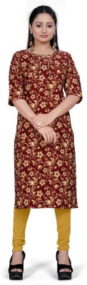 VADWALA CREATION Women Striped A-line Kurta(Maroon)