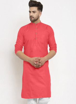 tejvin Men Solid Straight Kurta(Red, Multicolor)