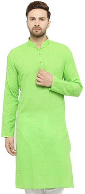 OORA Men Solid Straight Kurta(Light Green)