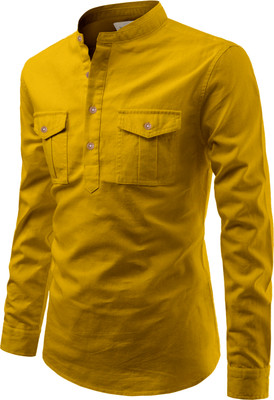 Univibe Men Solid Straight Kurta(Yellow)