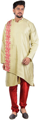 Meilli Men Embroidered Straight Kurta(White)