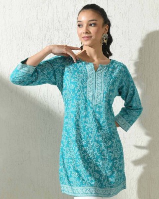 PRETTIEST Women Embroidered Straight Kurta(Light Blue)