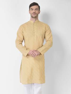SG LEMAN Men Solid Straight Kurta(Beige)
